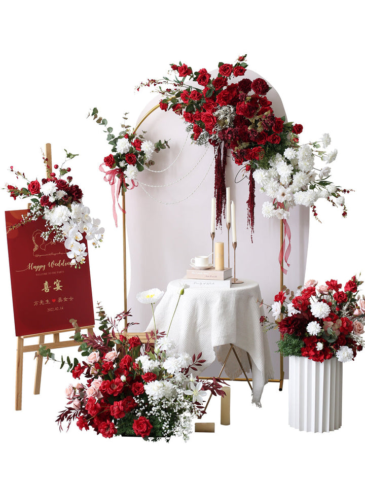 Red Rose Wedding Arrangements, Red Artificial Flowers, Diy Wedding Flowers