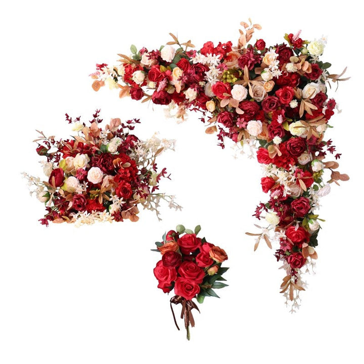 Red Wedding Arch Flowers, Red Artificial Flowers, Diy Wedding Flowers