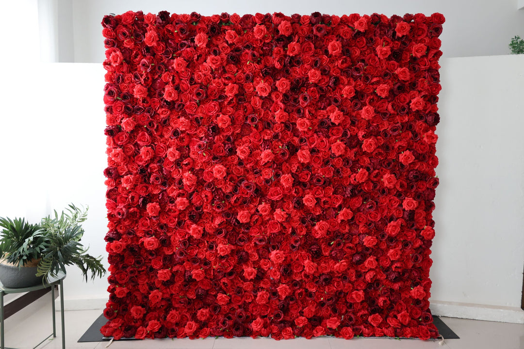 Red And Purple Roses And Peonies, Artificial Flower Wall, Wedding Party Backdrop