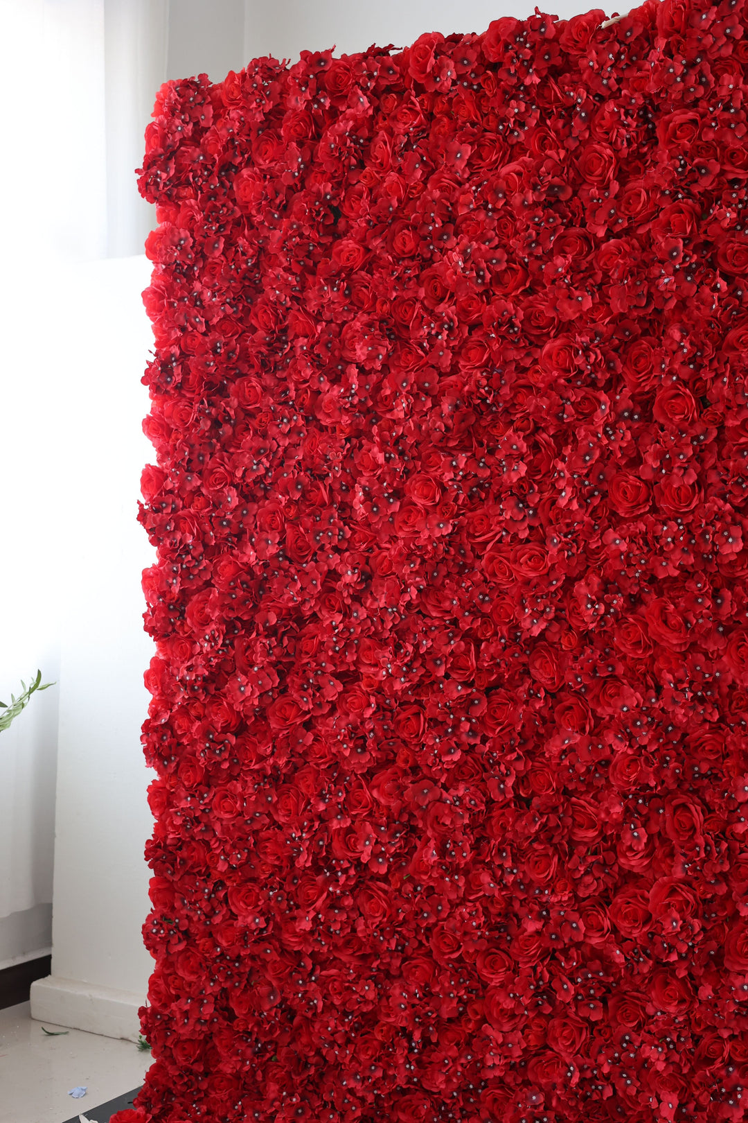 Red Roses And Hydrangeas, Artificial Flower Wall, Wedding Party Backdrop