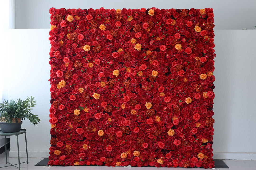 Red Roses And Hydrangeas And Yellow Roses, Artificial Flower Wall, Wedding Party Backdrop