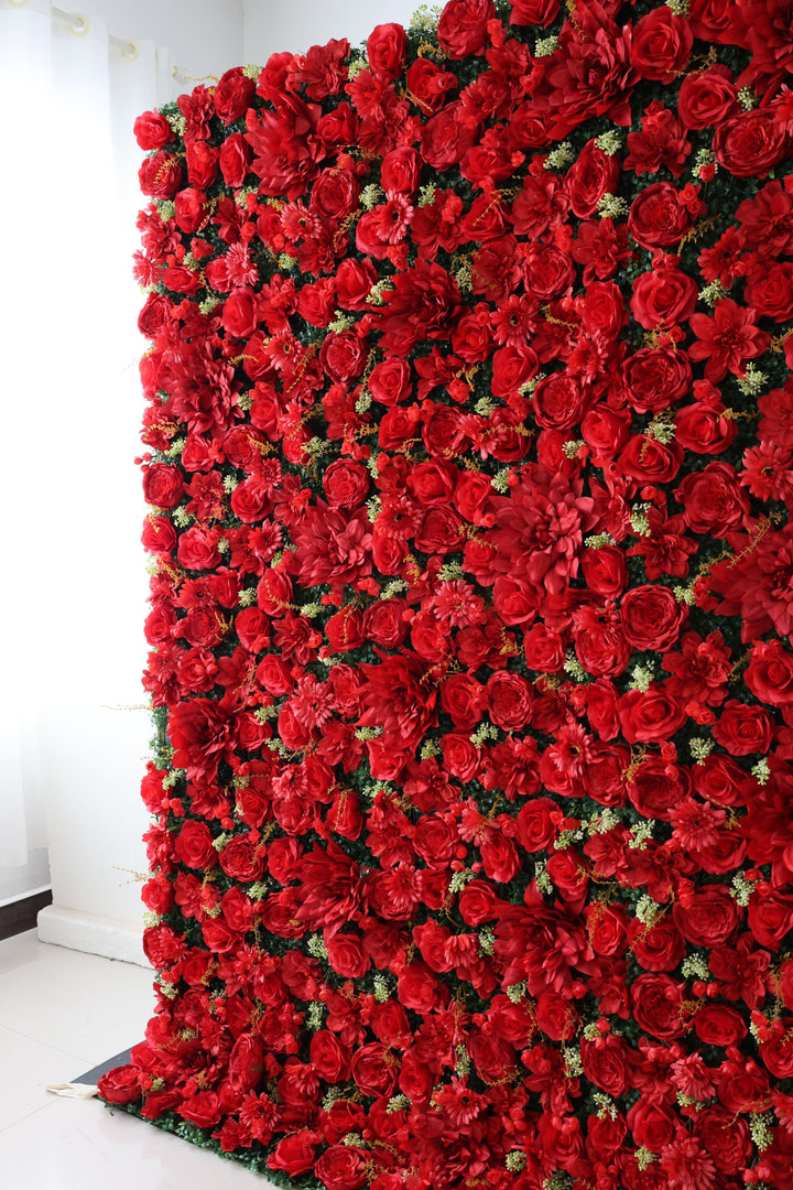 Red Roses And Peonies And Dahlias, Artificial Flower Wall, Wedding Party Backdrop