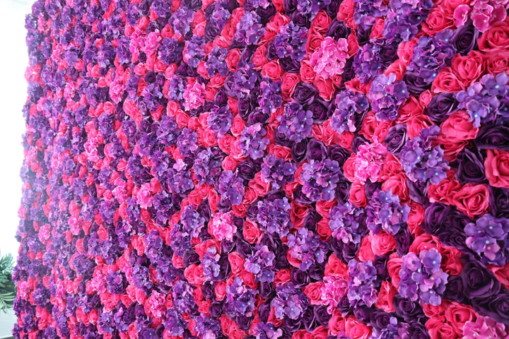 Roses And Hydrangeas And Purple Hydrangeas, Artificial Flower Wall Backdrop