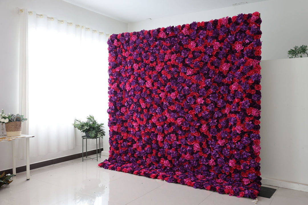 Roses And Hydrangeas And Purple Hydrangeas, Artificial Flower Wall Backdrop