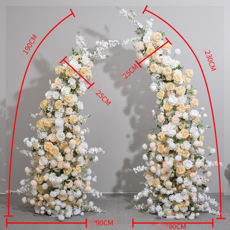 Light Yellow And White Roses, Floral Arch Set, Wedding Arch Backdrop, Including Frame