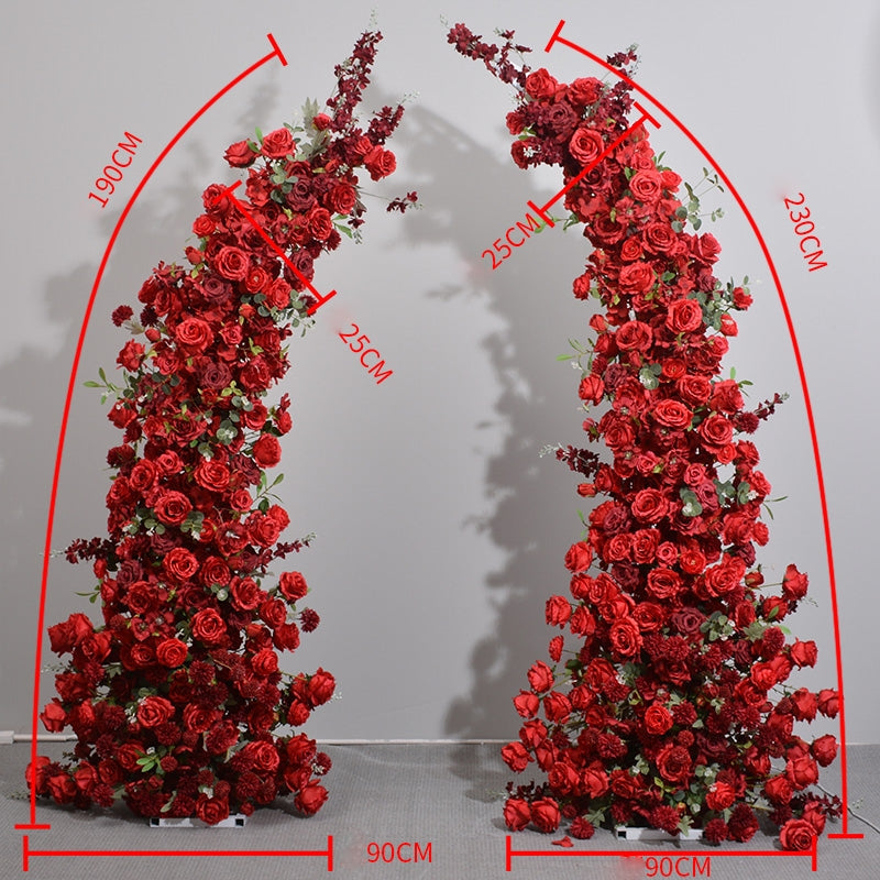 Red Roses, Floral Arch Set, Wedding Arch Backdrop, Including Frame