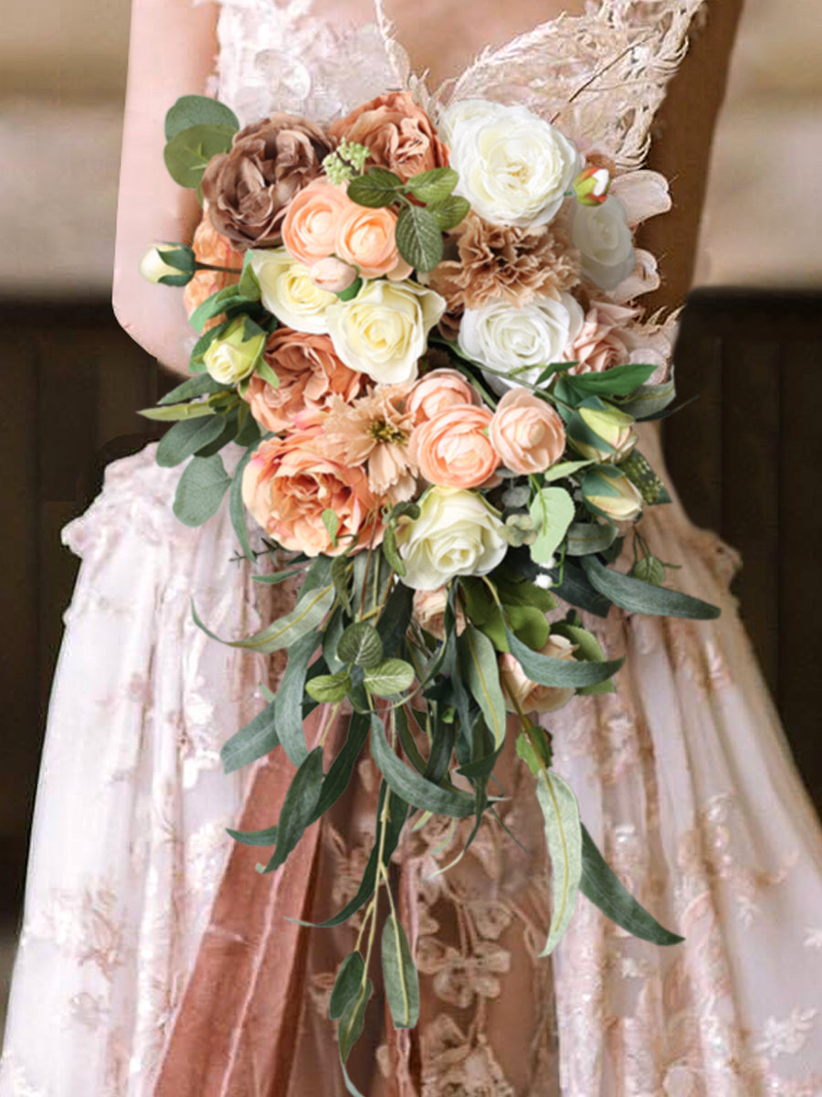 Retro Rose Wedding Bridal Bouquet Flowers, Diy Artificial Wedding Flowers