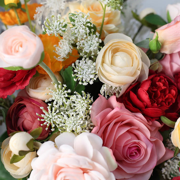 Colourful Rose Wedding Bridal Bouquet Flowers, Diy Artificial Wedding Flowers