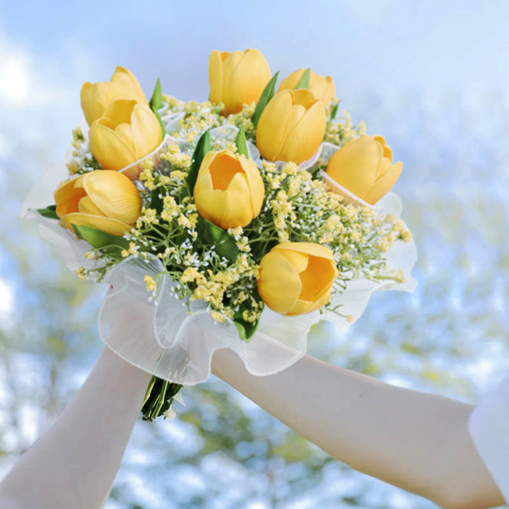Tulip Wedding Bridal Bouquet Flowers, Diy Artificial Wedding Flowers