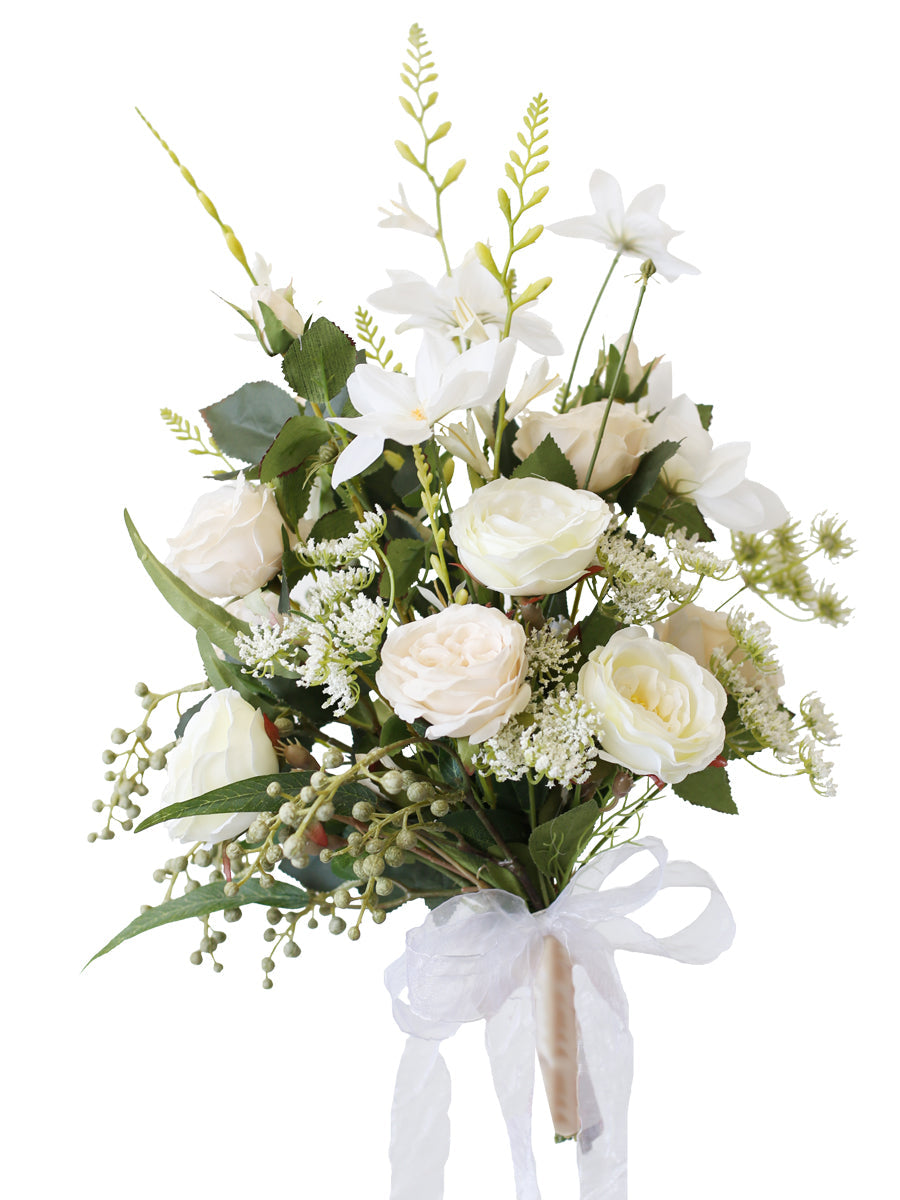 Beige Rose Wedding Bridal Bouquet Flowers, Diy Artificial Wedding Flowers