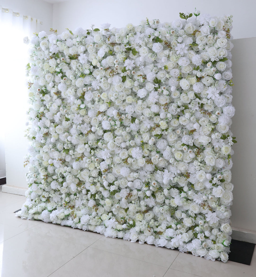 White Roses With Hydrangeas, 3D, Fabric Backing Artificial Flower Wall