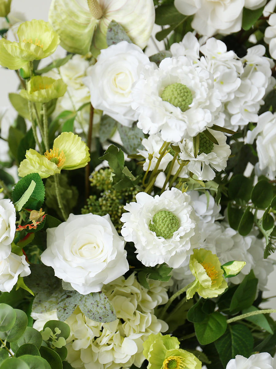 White 7 Green Wedding Flowers Gate, White Artificial Flowers, Diy Wedding Flowers