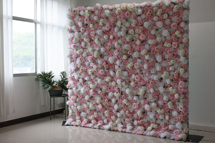 White And Pink Roses, Artificial Flower Wall, Wedding Party Backdrop