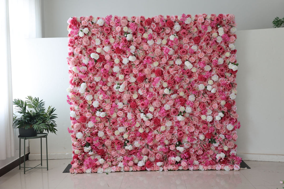 White And Pink Roses And Lasagna Daisies, Artificial Flower Wall, Wedding Party Backdrop