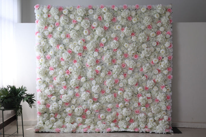 White Roses And Hydrangeas And Pink Roses, Artificial Flower Wall, Wedding Party Backdrop