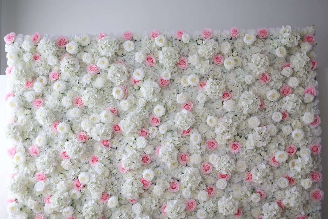 White Roses And Hydrangeas And Pink Roses, Artificial Flower Wall, Wedding Party Backdrop