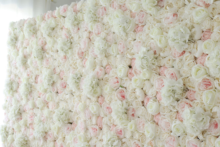 White Roses And Peonies And Hydrangeas And Pink Peonies, Artificial Flower Wall Backdrop