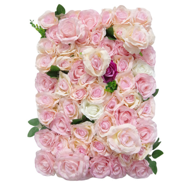 Beige And Pink Roses, Artificial Flower Wall Backdrop