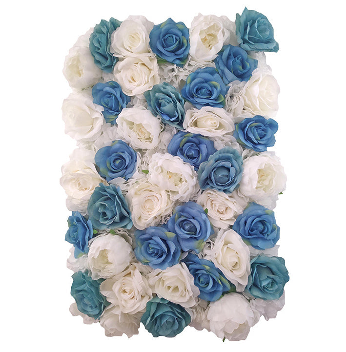 Blue And Cyan And White Roses, Artificial Flower Wall Backdrop