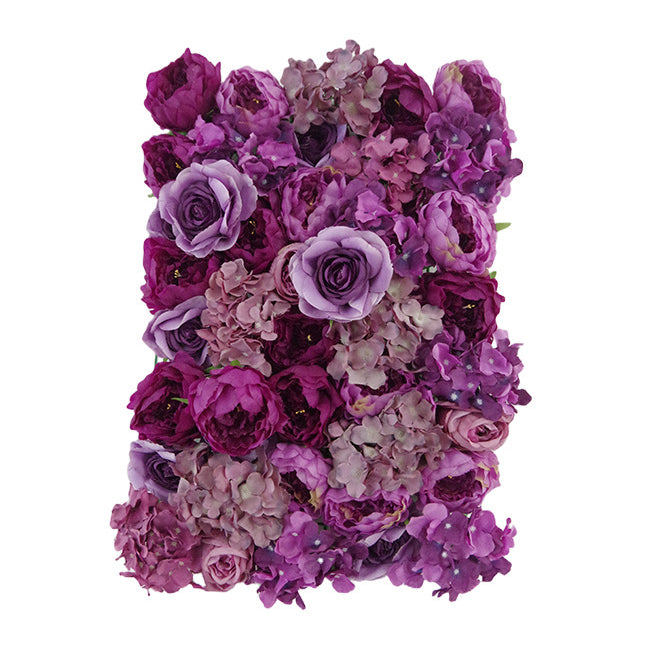 Dark Purple Roses And Hydrangeas, Artificial Flower Wall Backdrop