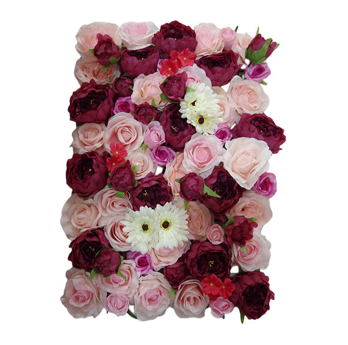 Dark Red And Blush Pink Roses, Artificial Flower Wall Backdrop