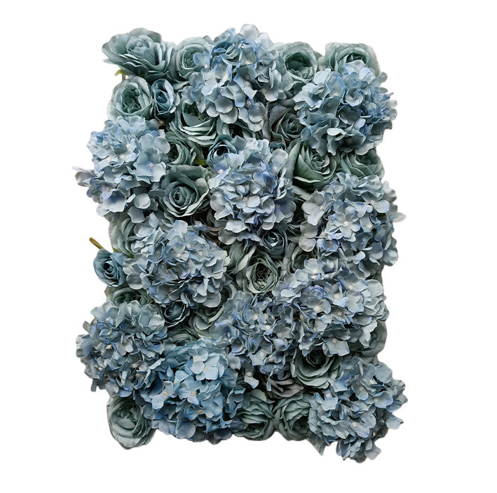 Gray Cyan Roses And Hydrangeas, Artificial Flower Wall Backdrop