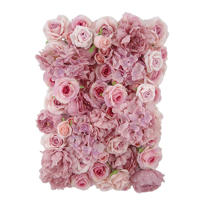 Gray-Pink Roses And Hydrangeas, Artificial Flower Wall Backdrop