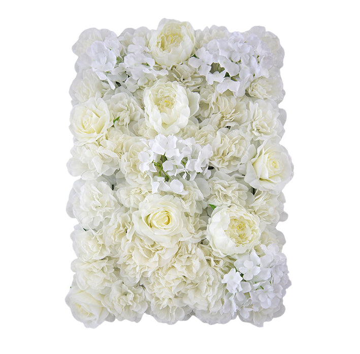 Light Yellow Roses And White Hydrangeas, Artificial Flower Wall Backdrop