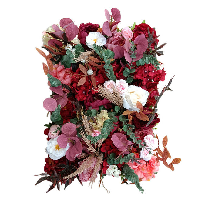 Luxurious 3D Mixed Color Flowers With Eucalyptus And Reed, Artificial Flower Wall Backdrop