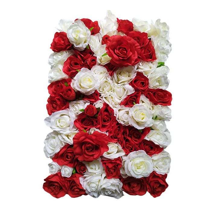 Luxurious 3D Red And White Roses, Artificial Flower Wall Backdrop