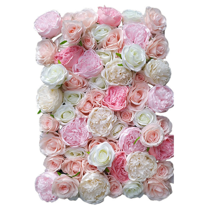 Luxurious 3D White Roses And Pink Peonies, Artificial Flower Wall Backdrop