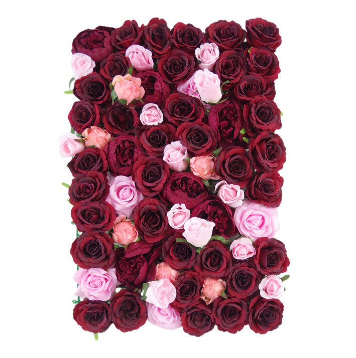 Maroon-Red And Pink Roses, Artificial Flower Wall Backdrop