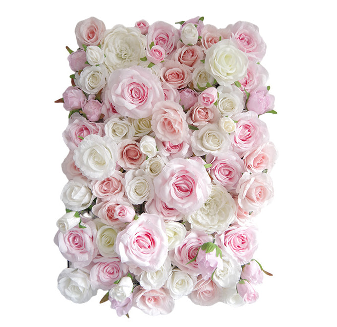 Pink And White Roses, Artificial Flower Wall Backdrop