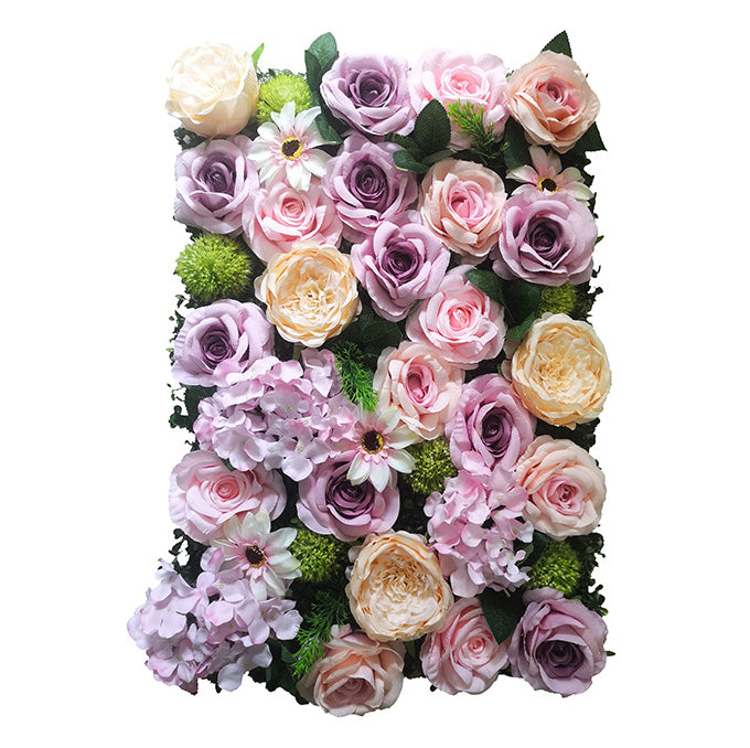 Purple And Pink Roses With Hydrangeas, Artificial Flower Wall Backdrop