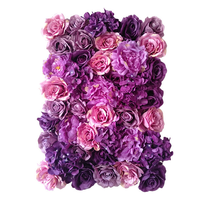 Purple Aroses And Hydrangeas, Artificial Flower Wall Backdrop