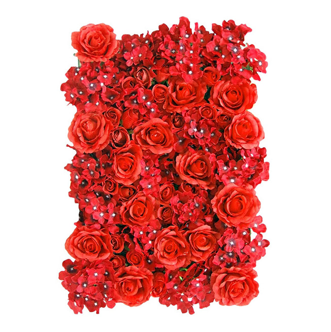 Red Roses And Hydrangeas, Artificial Flower Wall Backdrop