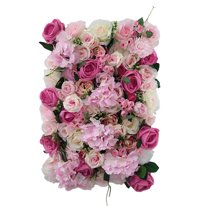 Rose-Red And Cream-White Roses With Hydrangeas, Artificial Flower Wall Backdrop