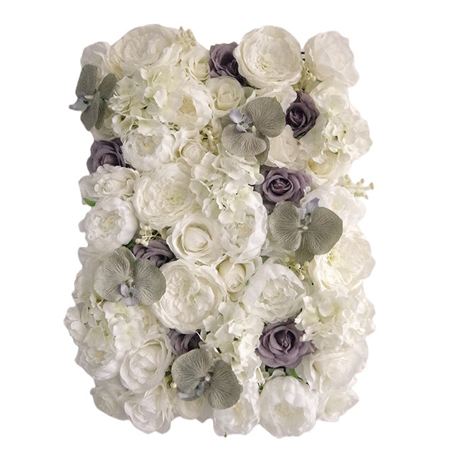 White And Purple Roses And White Hydrangeas, Artificial Flower Wall Backdrop