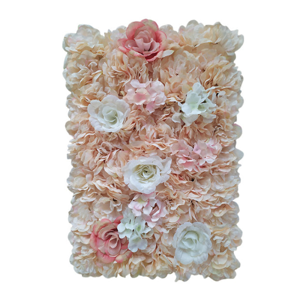 White Rose And Blush Orange Hydrangeas, Artificial Flower Wall Backdrop